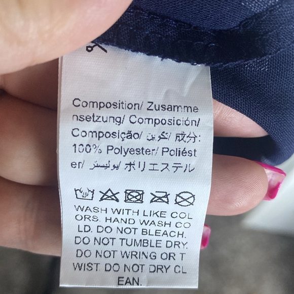 SHEIN Women’s Split Neck Navy Blue Textured Short Sleeve Blouse sz XL NWT - Picture 6 of 6